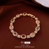 18k Gold Plated Zircon Oval Buckle Bracelet - European & American Retro Luxury Jewelry