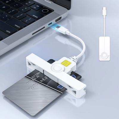 Type-C Akıllı Kart Okuyucu USB 2.0 Tak-Çalıştır Kart Okuyucu Windows için Taşınabilir Banka Çipli Kart Okuyucu Hafif CAC Kimlik Kartı Okuyucu