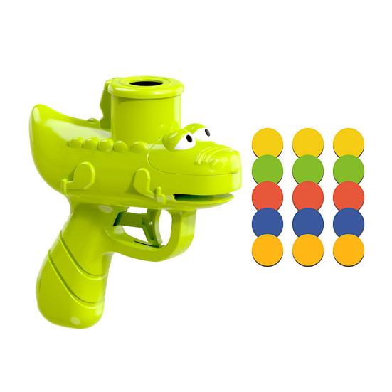 

Игрушка-пусковая установка с мультяшным крокодиловым диском и 15 дисками из ЭВА для заднего двора, открытый сад, детский газон, парк, летающий диск жёлтый