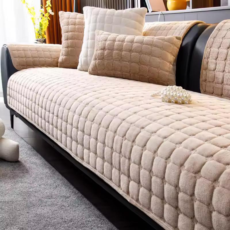 

Подушка для дивана из фланели Four Seasons General Non-Slip Thickened Living Room Sofa Backrest Cover Modern Plush Seat Cushion 70x150cm верблюд