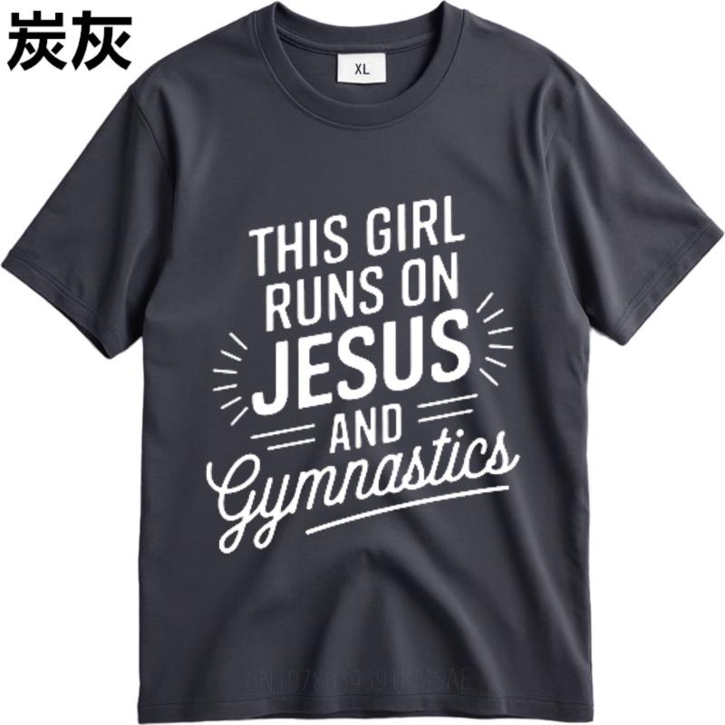 Vintage Tshirt Minimalist Tshirt Breathable Boys Oneck Tshirt Graphic This Girl Runs On Jesus And Gymnastics Minimalist Tops