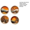 4 Pcs Boho Wall Art, Bohemian Sunset Mountain Plant Wall Decor, Wooden Round Circle Hollow Out Farmhouse Hanging Ornament for Bedroom, Living Room