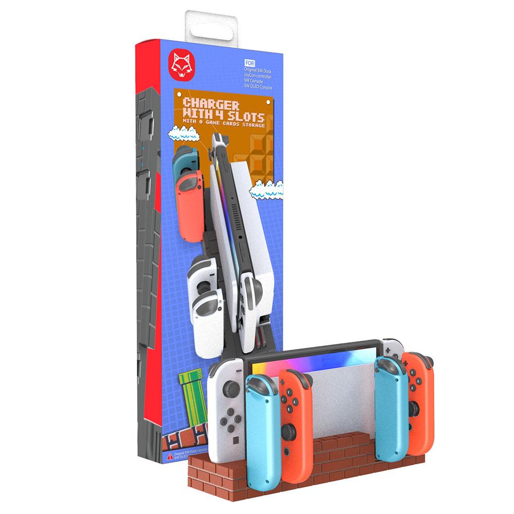 

TOPWOLF HS-SW488 для Nintendo Switch/Switch OLED Joy-Con контроллеры зарядная док-станция держатель игровой карты A