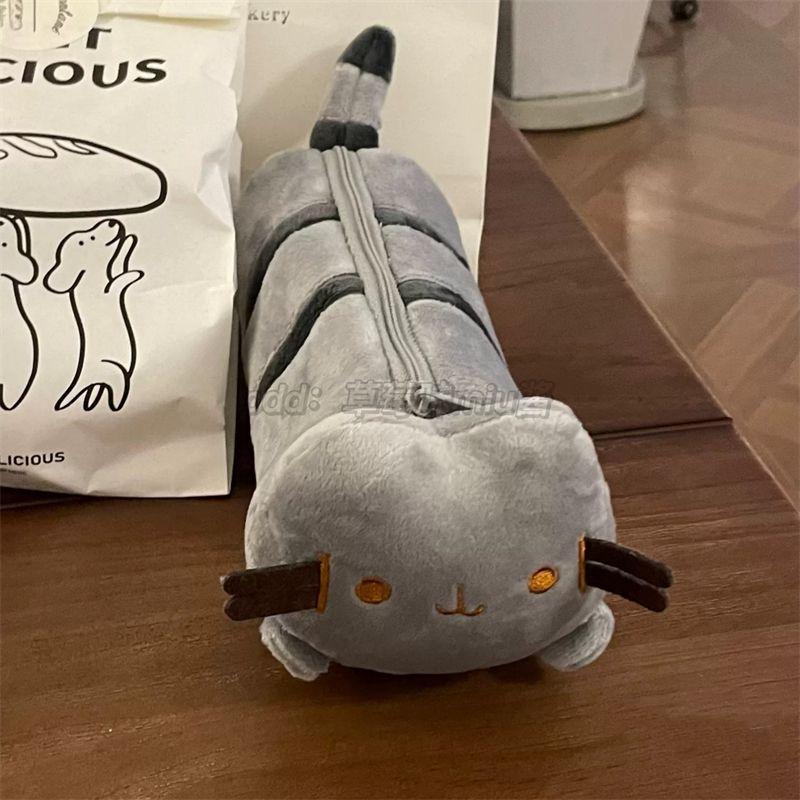Cute Kitten Nap Pen Bag, Cute Cartoon Large Capacity Backpack, Student Stationery Box, Plush Stationery Storage Bag