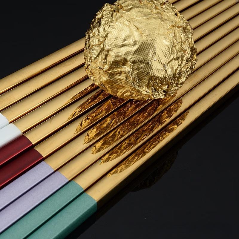 Ru Han Gold-Plated Stainless Steel Square Chopsticks