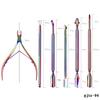 Manikyr pincett i rostfritt stål Färgglad titanuppsättning Pro Nagelsaxar Clipper Tools Acne Needle Beauty Tool Kit