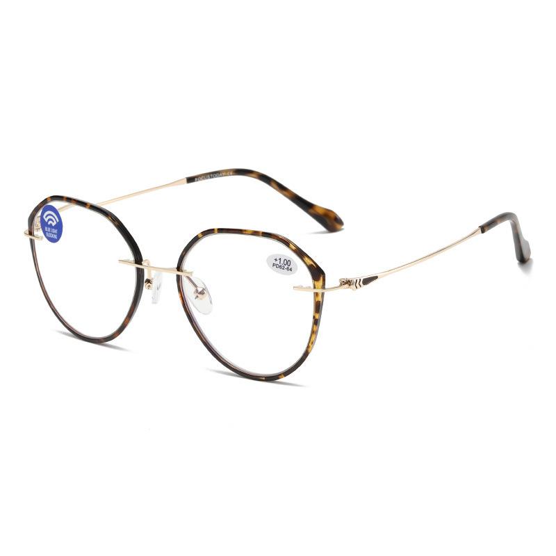 Large-frame Reading Glasses Large-frame Reading Glasses for Women with Myopia, Prescription Vintage Artistic Round Frame Bare Face Reading Glasses