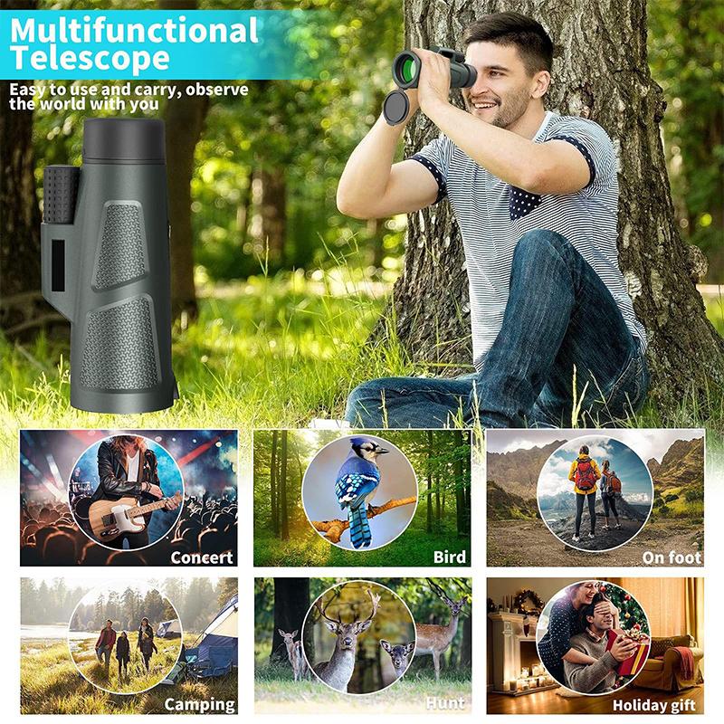 Fmc Green Film Vodotěsný monokulární dalekohled Bak4 Prism 12x55 Hd přenosný monokulární dalekohled s držákem smartphonu a stativem