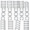 60-Piece Stainless Steel Piercing Jewelry Set: Lip, Nose, Tongue, Eyebrow Rings & Studs