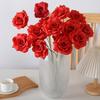 3 Heads Blooms Artificial Rose Flower Realistic Fake Rose Branch with Stem for Vase Table Centerpiece Home Wedding Party Decoration