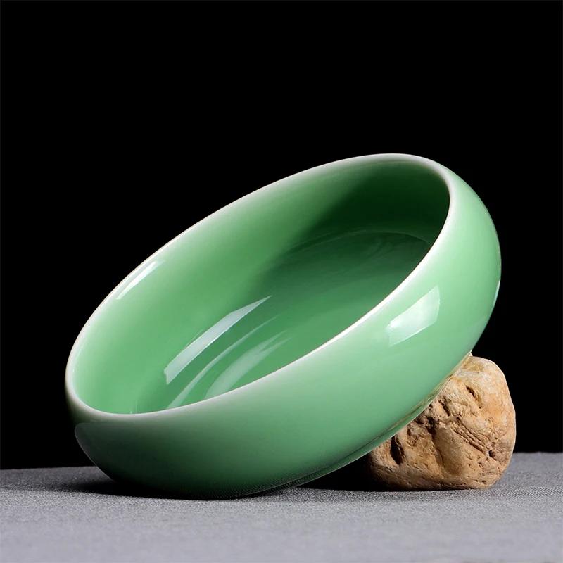celadon Ceramic Ink Dish Chinese Writing Brush Washer Tray Paint Plate Art School Supplies