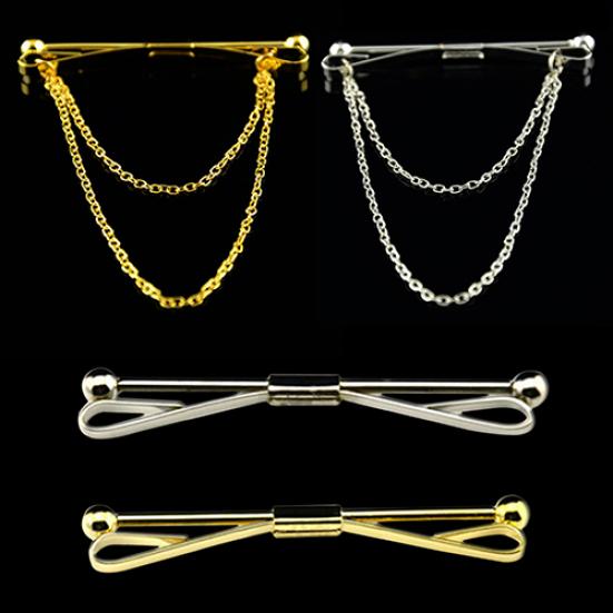 Gentlemen Tie Clip Bar Clasp Cravat Pin Skinny Collar Silver Gold Necktie Brooch