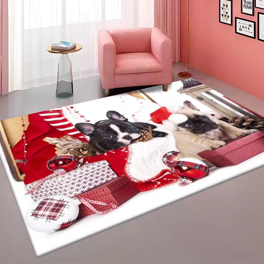 Large Crystal Velvet Non-Slip Water-Absorbent Christmas Carpet for Living Room and Bedroom