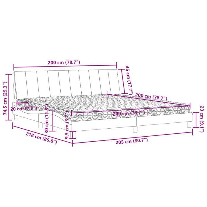 VidaXL Bed with Light Grey Mattress 200x200 Cm Velvet, Bedroom Furniture, Double Bed, Curved Bed Frame, 3208616
