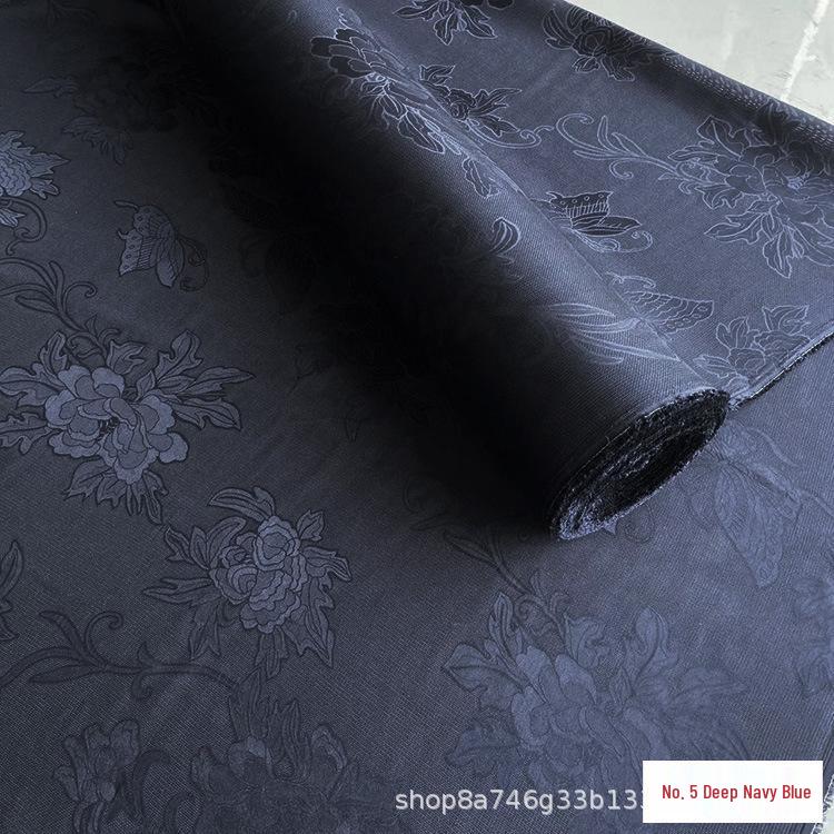 Žakárová látka Hanfu Qipao s otevřeným vzorem Motýli a pivoňky - 100% morušové hedvábí