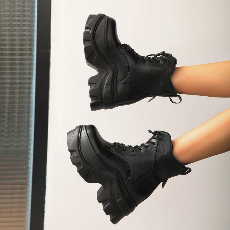 Mode Damen Schuhe 2025 Heißer Verkauf Schnürstiefel für Damen Mode Runde Zehe Moderne Stiefel Damen Neue Plateau Übergröße Stiefeletten