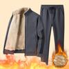 Mens Sets Winter Warm Fleece Tracksuit Fashion Hoodies Pants Set Men Casual Thick Sportswear Hooded Sweatshirt