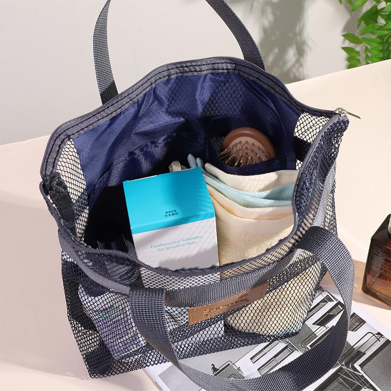 1Pc Mesh Shower Bag with Quick Dry Technology Portable Toiletry Tote Outdoor Beach Bag Makeup Organizer