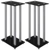 Supports de haut-parleurs 2 pcs noir et argenté 4 piliers