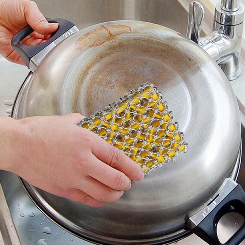 Gusseisenpfannenreiniger Mehrzweck-Edelstahl-Gusseisenreiniger Gusseisen-Reinigungswerkzeug Metallpfannenreiniger für Grillpfanne
