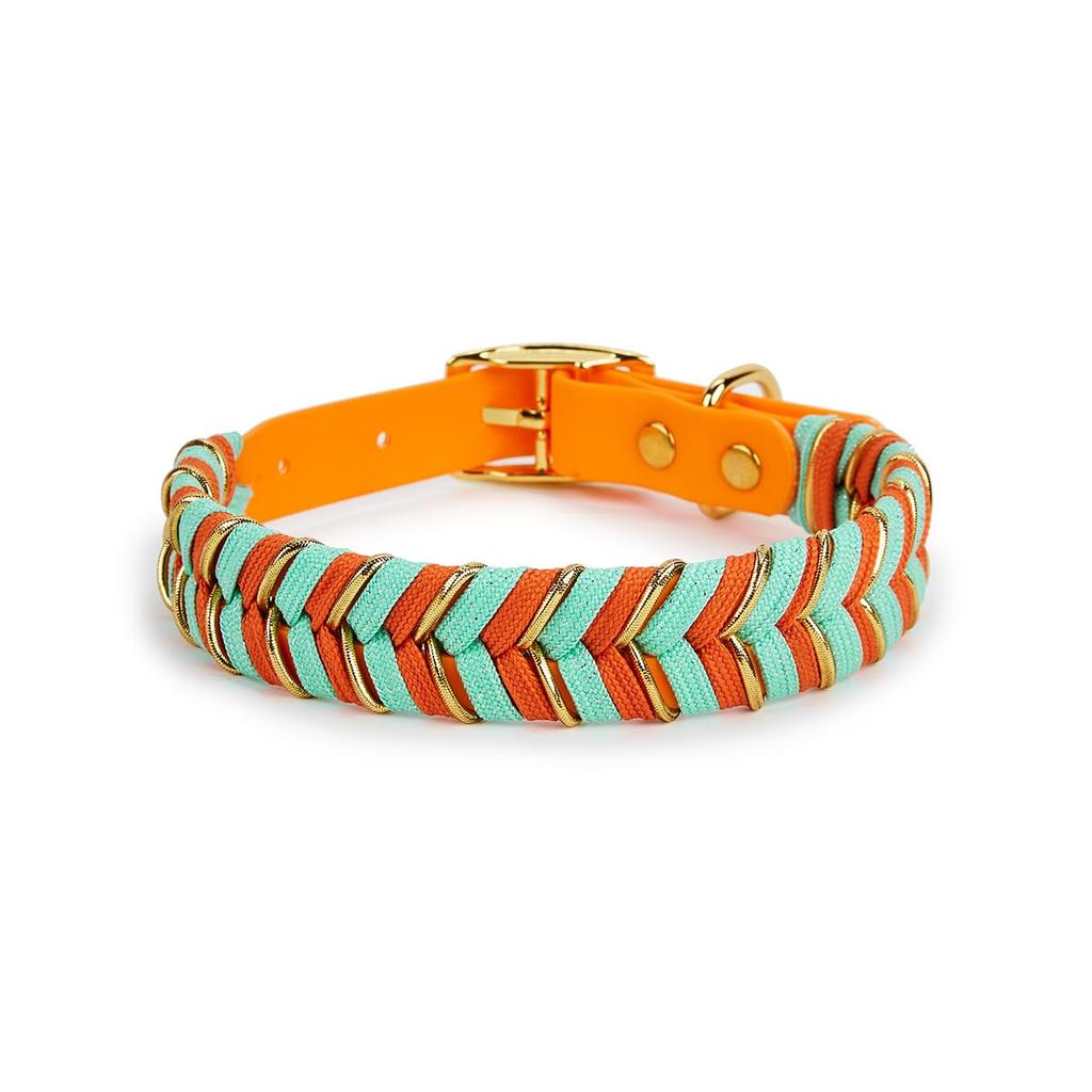 Fashion PVC Braided Luxury Adjustable Dog Collar & Leash with Print Pattern Ribbons Decoration Soft & Durable