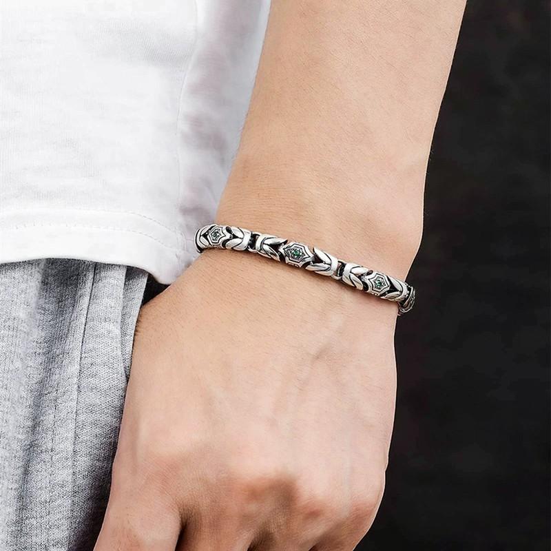 Ping An Pattern Personalized Diamond Bracelet Court Green Retro Bracelet