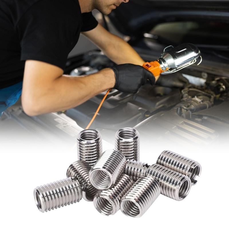 10pcs Stainless Steel Slotted Tapping Inserts for Enhances Durability and Easy Installation In Various Applications