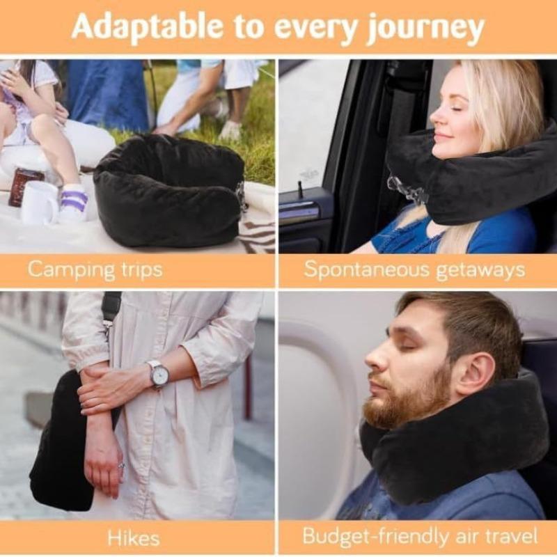 Travel Neck Pillow Self Filling Portable Stuffable Neck Pillow Airplane Car Travel Pillow Refillable Support Cushion Travel Bag