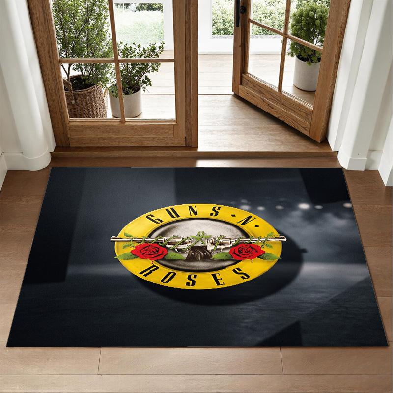 Guns N’ Roses Design Crystal Velvet Rug Soft Decorative Mat for Bedroom Entrance