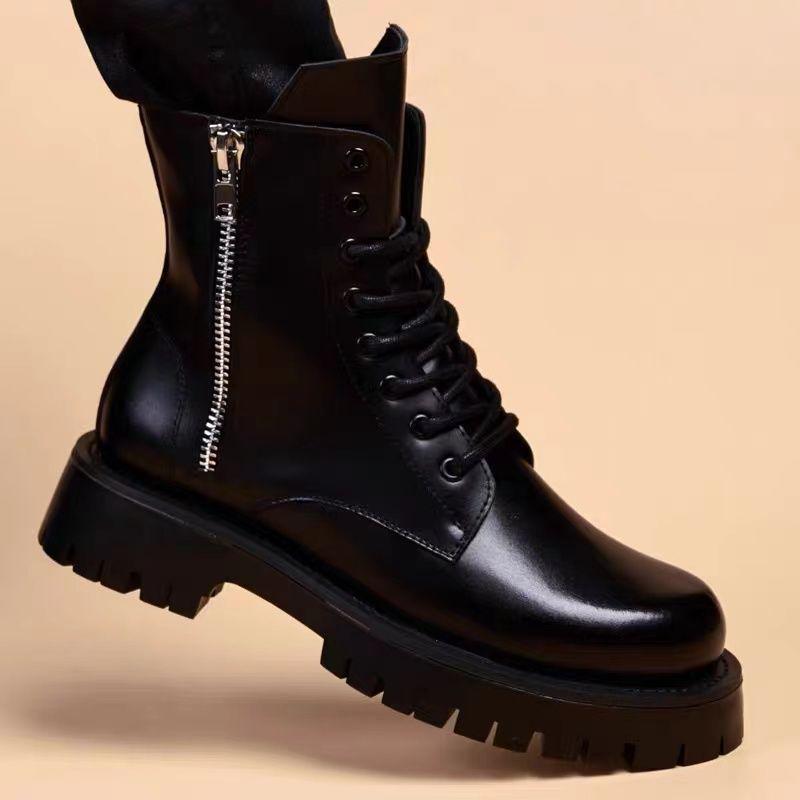Men's 2024 Autumn British-Style Genuine Leather High-Top Work Boots