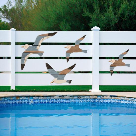 4Pcs/Set Seagull Wall Decoration Seaside Style Wall Accents Rustic Charm Handcrafted Bird Wall Hanging