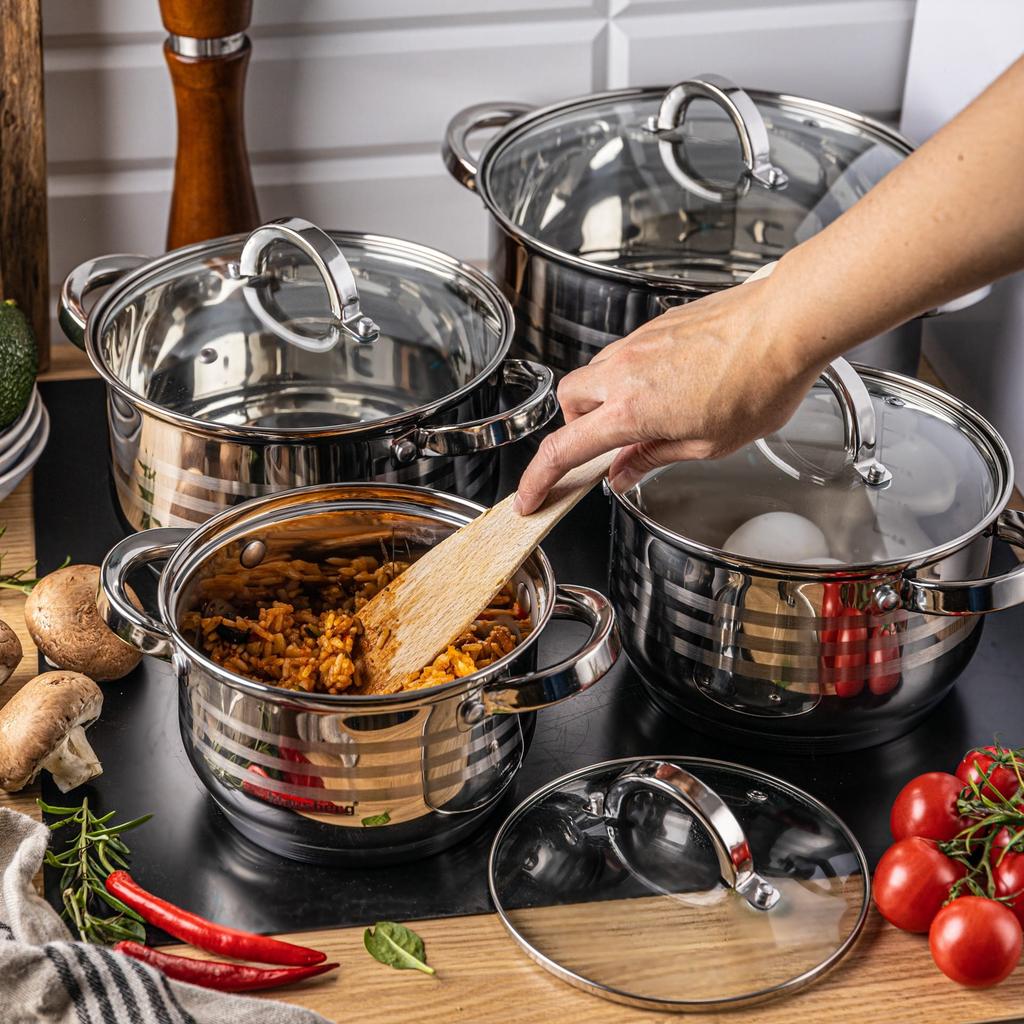 8-piece Steel Pot Set. 2.1/2.9/3.9/6.6L KLAUSBERG KB-7694
