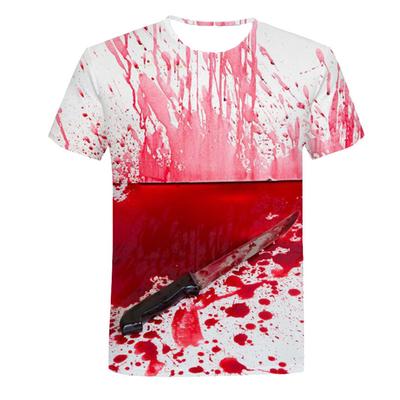 Sommer Halloween Horror Blutig 3D Druck T-Shirts Herren Damen Kurzarm T-Shirt Übergroß Harajuku Y2k Tees Tops Kinderbekleidung
