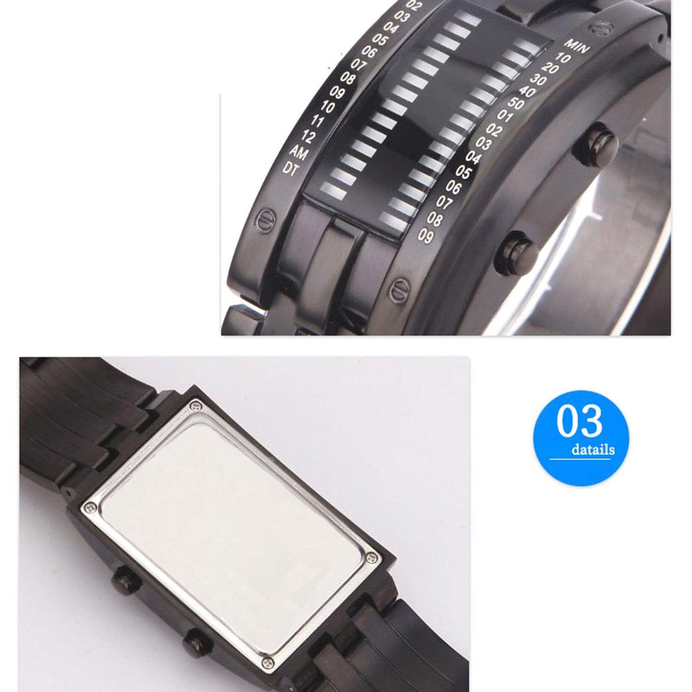 fashion sports watch popular luxury  men women creative binary watch led couple stainless steel watch