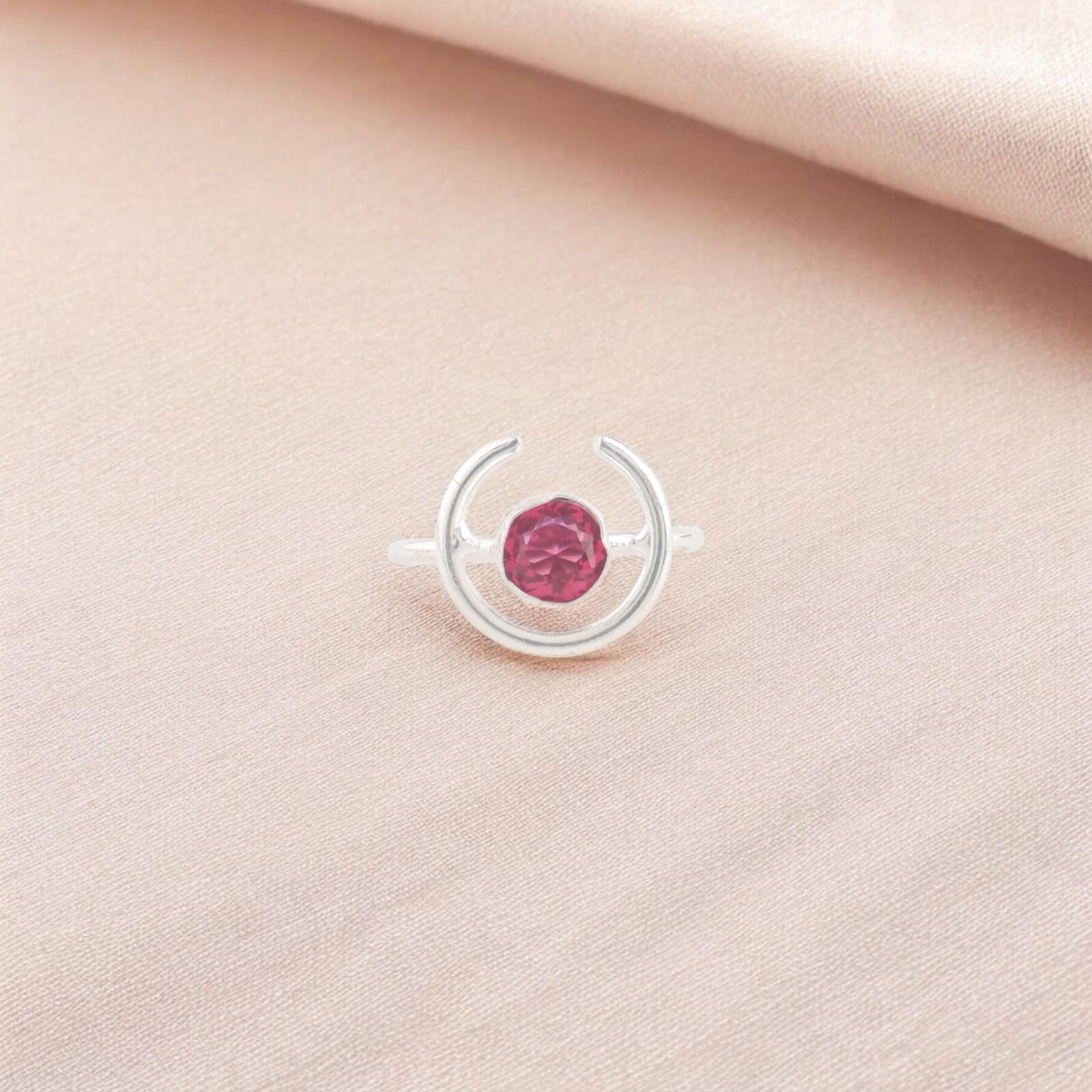 

Кольцо с натуральным розовым рубеллитом, ювелирное изделие ручной работы из стерлингового серебра 925 пробы, для подарка RR-54-9 13