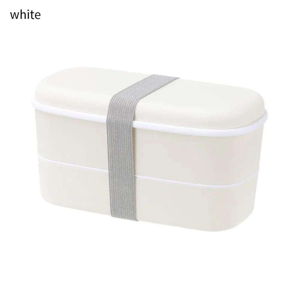 

Двухслойная коробка для бенто, экологически чистый ланч-бокс, контейнер для еды, кухонные аксессуары, посуда для микроволновой печи, ланчбокс белый