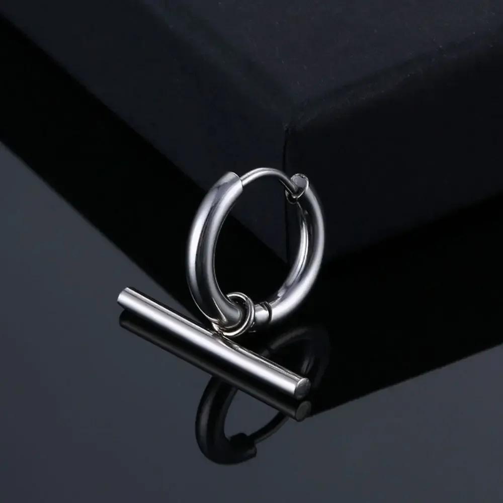 Wannee 2pcs Cross Feather Stud Earrings Punk Rock Style Stainless Steel Hiphop Jewelry For Women Men