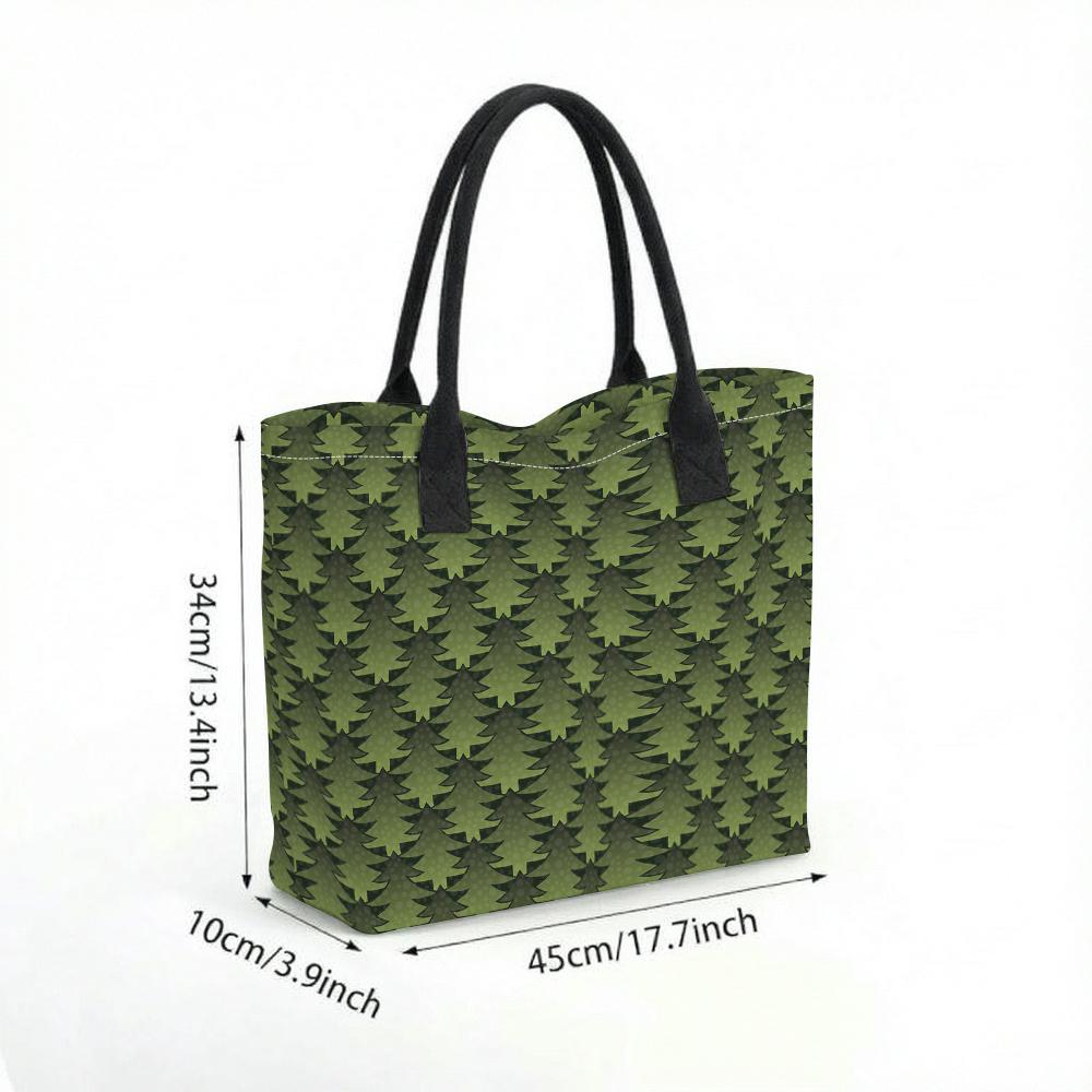 Green Tree Print Tote Bag Casual Large Capacity Daily Shoulder Handbag