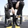 Nuovi Stivaletti da Uomo Moda Moto High Top Stivali in Pelle Antiscivolo Impermeabili con Plateau Scarpe Casual Scarpe da Lavoro e Sicurezza Batos