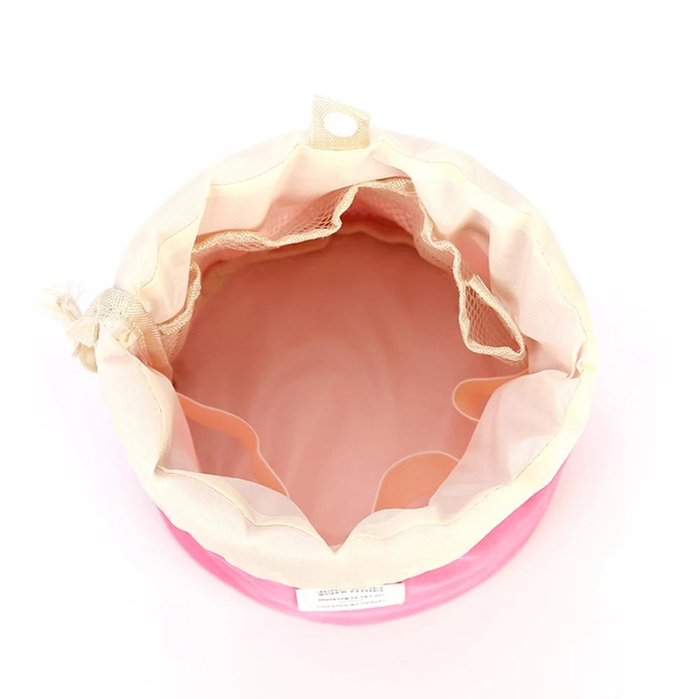 Waterproof Round Cosmetic Bag Travel Nylon Makeup Bag Drawstring Elegant Organizer Wash Bags Female Toiletry Kit Storage Case