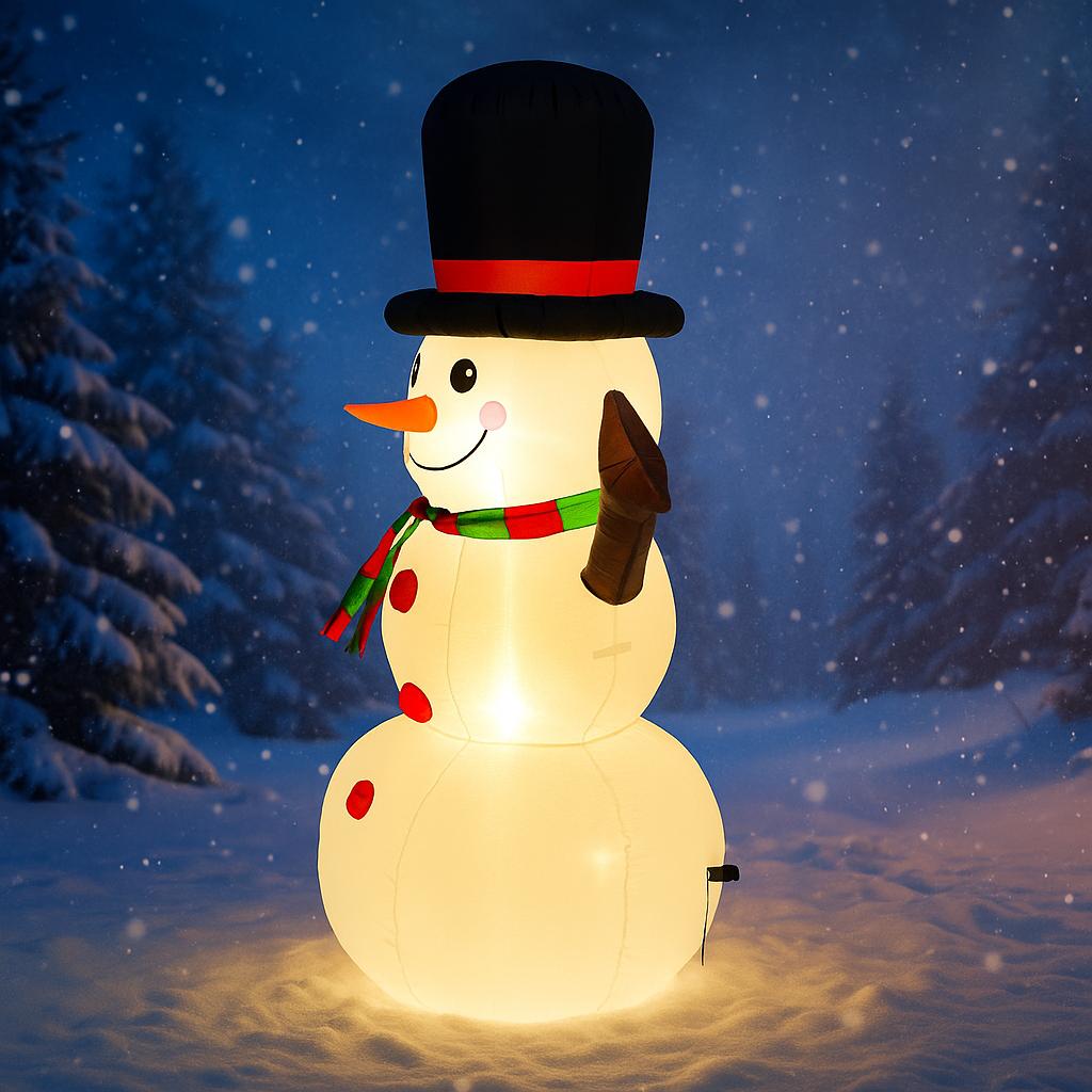 5.25FT Inflatable Snowman Top Hat Scarf Toy Xmas Yard Decoration Festive Gift LED Lit Christmas Supplies Home Decor Ornament