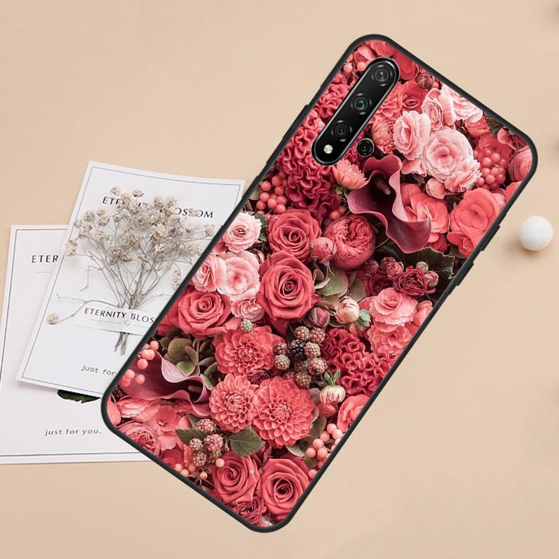 Flower Red Rose For Huawei Nova 8i 7i 11i 12i 12s 9 10 SE Y60 Y61 Y70 Y72 Y73 Y90 Y91 P20 P40 P30 Lite Case