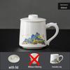 Jade White Porcelain Tea Cup with Water Separator - Large Capacity, Personal Use, High-End Office Mug for Tea Brewing
