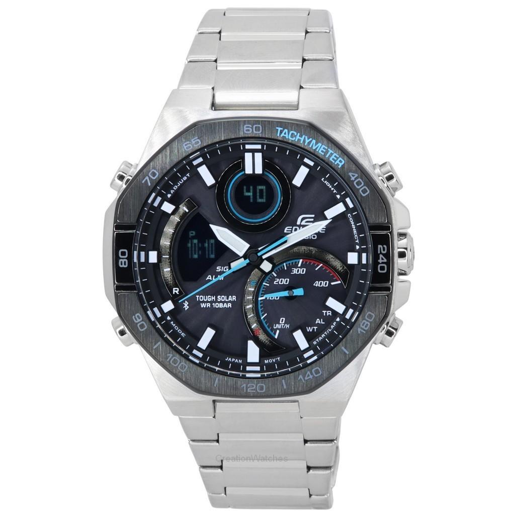 Casio Edifice ECB-30DB-1AEF – Orologio Analogico Uomo Al Quarzo, Cinturino In Acciaio Inossidabile, Cronografo, Colore Argento