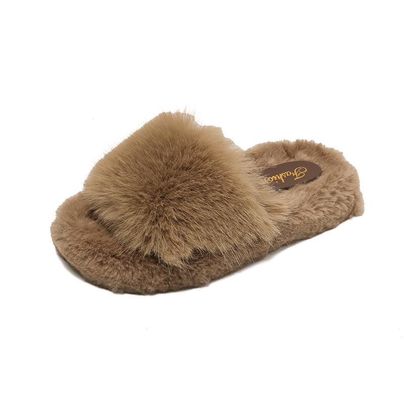 2025 New Furry Women's Fluffy Slippers: High-End, Thick Sole, Outdoor Wear, Perfect for Autumn and Winter