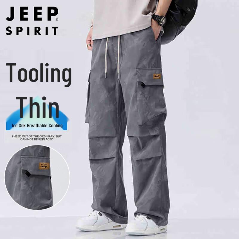

JEEP SPIRIT Men s Ice Silk Loose Straight-Leg Cargo Pants XL