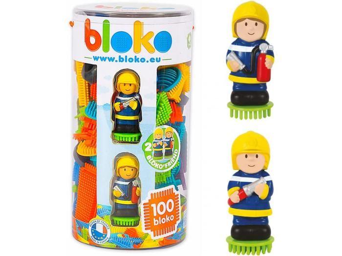 Jeu de construction - Bloko - Tube de 100 blocs - 2 personnages 3D - Multicolore - À partir de 3 ans