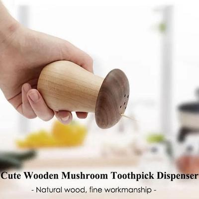 Unique Mushroom Shaped Solid Wood Toothpick Holder, Used for Creative Kitchen Storage and Restaurant Decoration