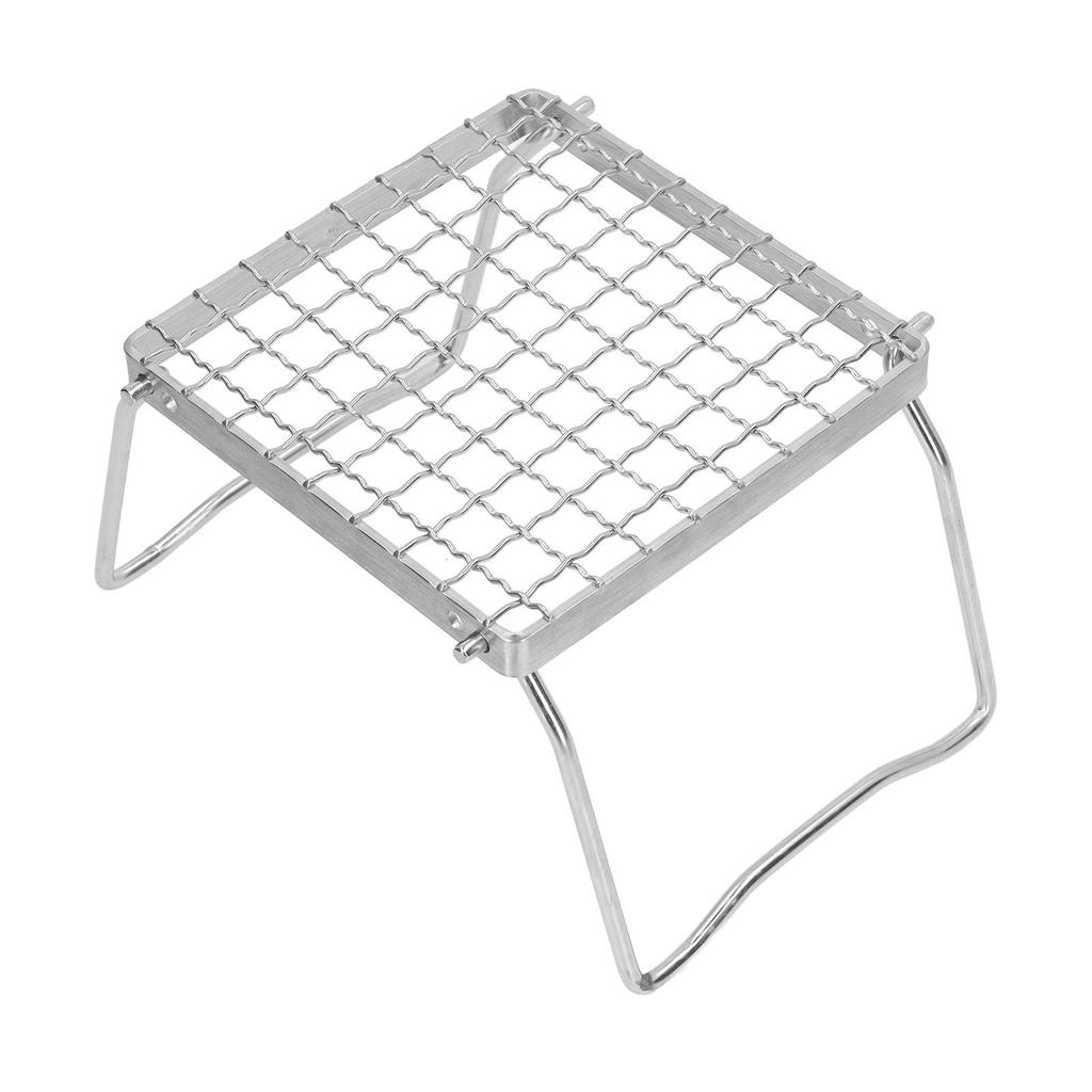 Camp Grill Grate with Foldable Legs 304 Stainless Steel Portable Grid Ultralight Campfire Stand for Hiking Picnic