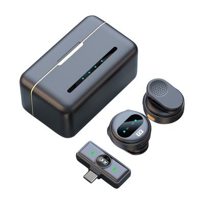 One-Trigger-Two 2.4G Wireless Microphone Magnetic Clip On Mic for Smartphone 50M Transmission Range